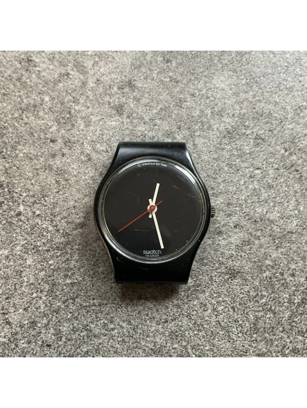 Swatch LB114 Black Pearl AG-1986 Vintage Wristwatch 25mm Case Needs Band A17